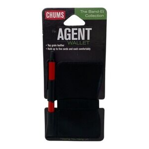 CHUMS Agent Wallet Top‎ Grain Leather Black with Silicone Pen Band-Et Collection